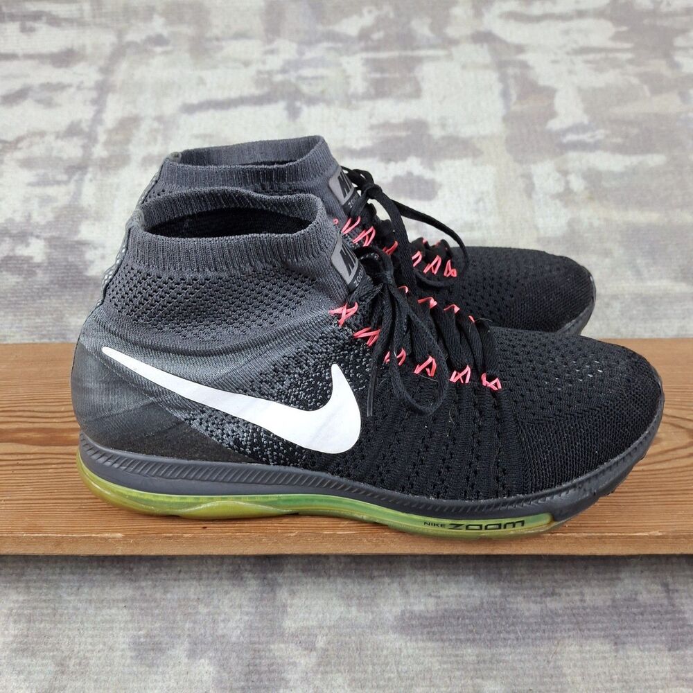 Nike Zoom All Out Flyknit Black Volt Pink Womens Running Shoes Size 9 845361-002